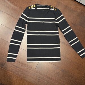J. Crew Black and White Striped Long Sleeve Top